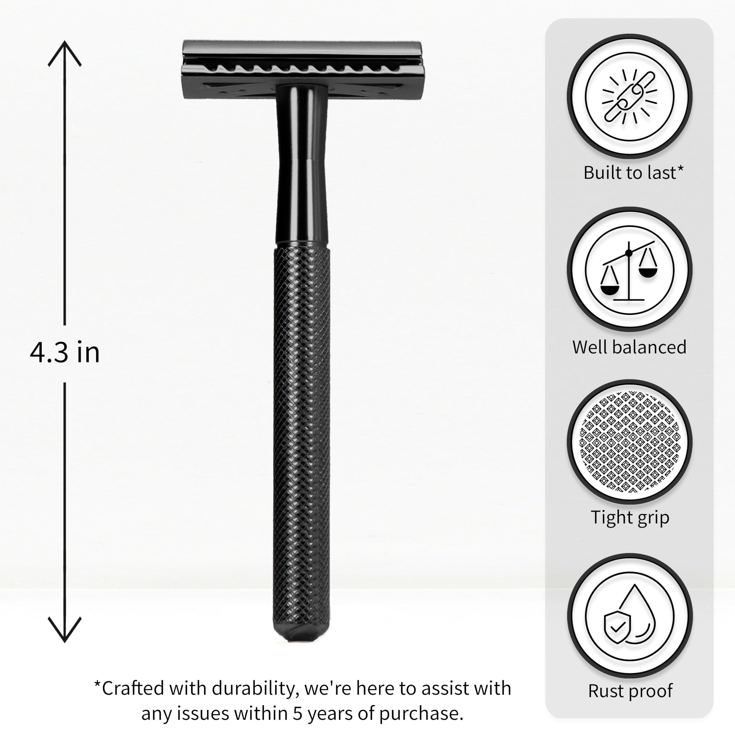 Bambaw safety razor blades pack highlights five stainless blades for ready-to-use setup.
