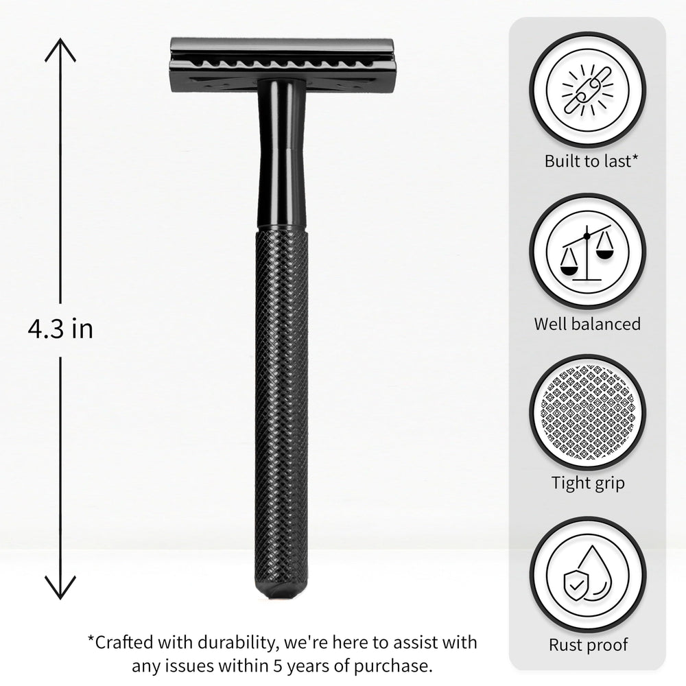 Bambaw safety razor blades pack highlights five stainless blades for ready-to-use setup.