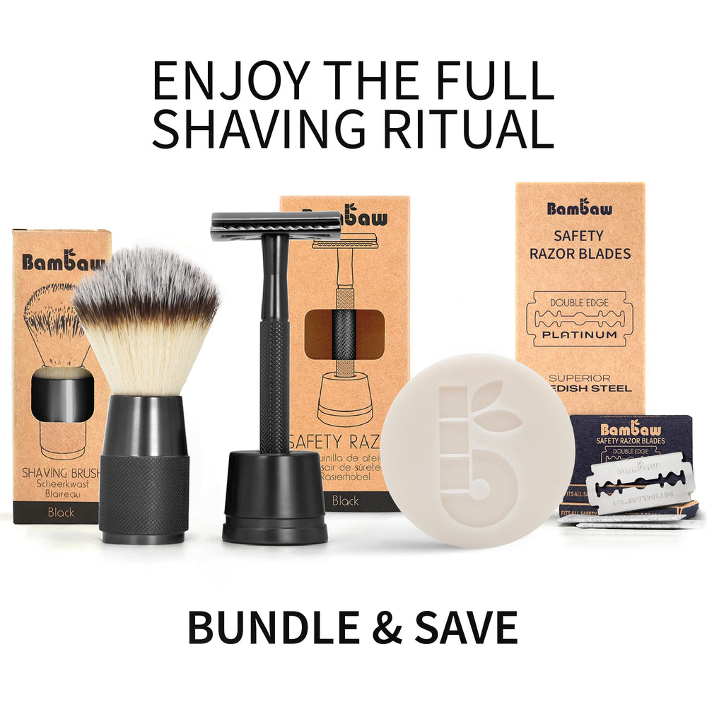 Bambaw men's shaving setup demonstrates precise, clean results with the razor.