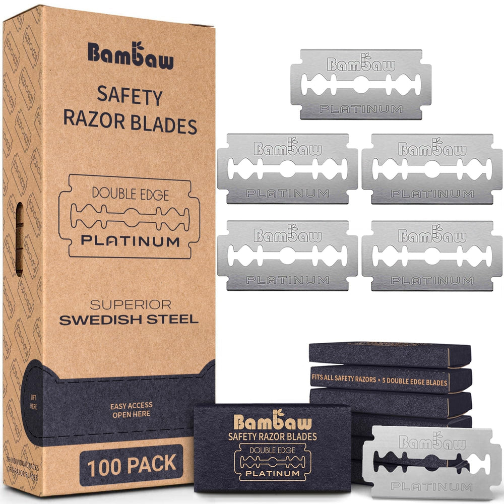 Bambaw Swedish steel blades pack shot highlighting precise shaving.