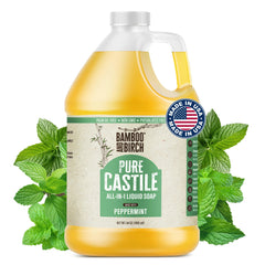 BAMBOO AND BIRCH Peppermint Castile soap bottle ready for multipurpose cleaning