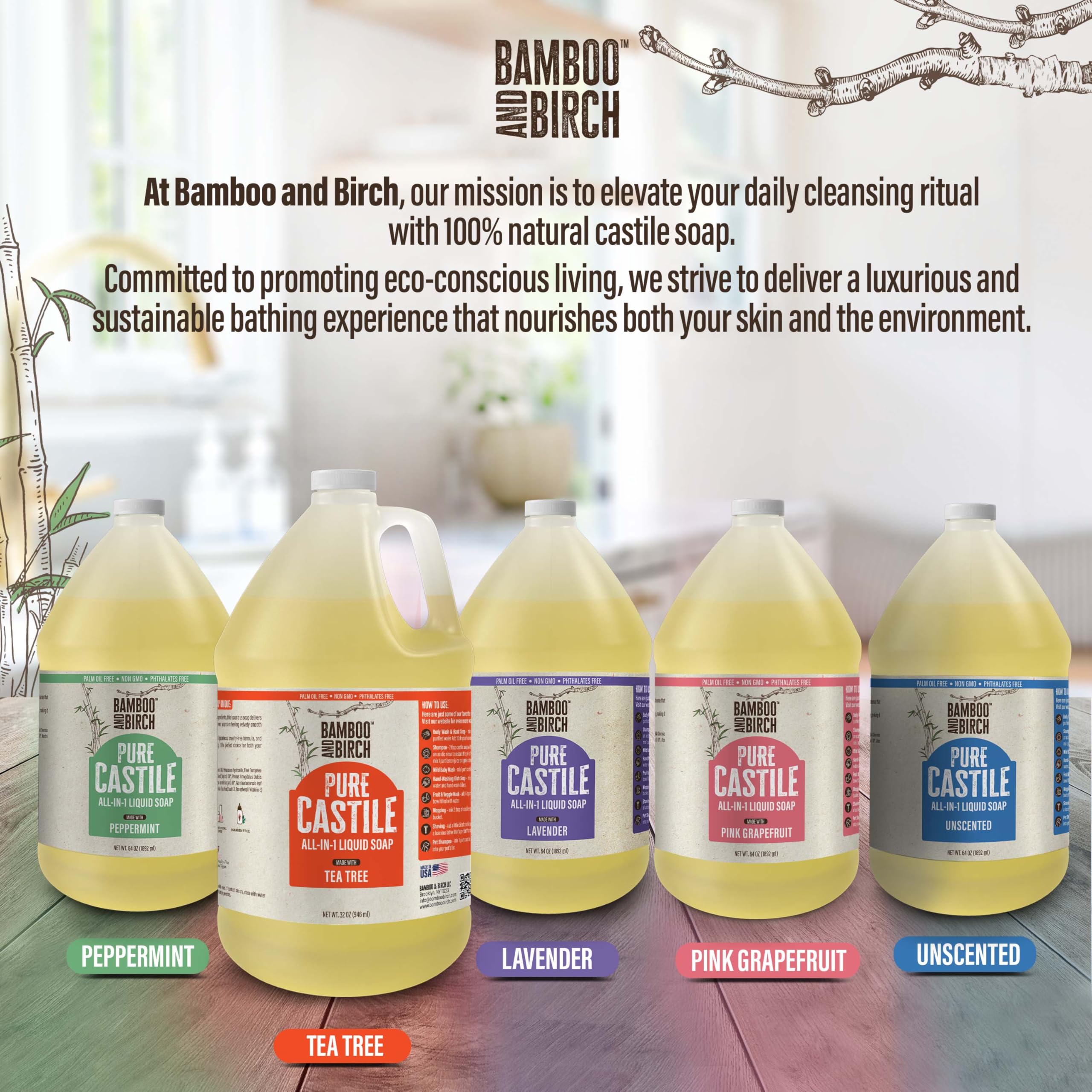 BAMBOO AND BIRCH 64 oz refill concept emphasizes eco friendly packaging