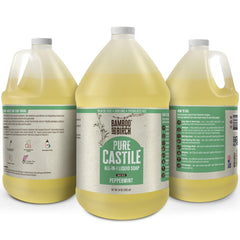 BAMBOO AND BIRCH Castile soap label closeup highlights palm oil free promise