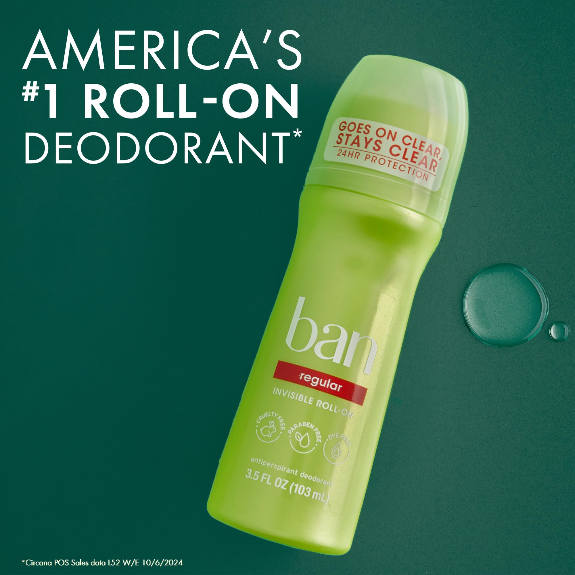 Ban Invisible Roll-On kihada extract highlighted for odor control support
