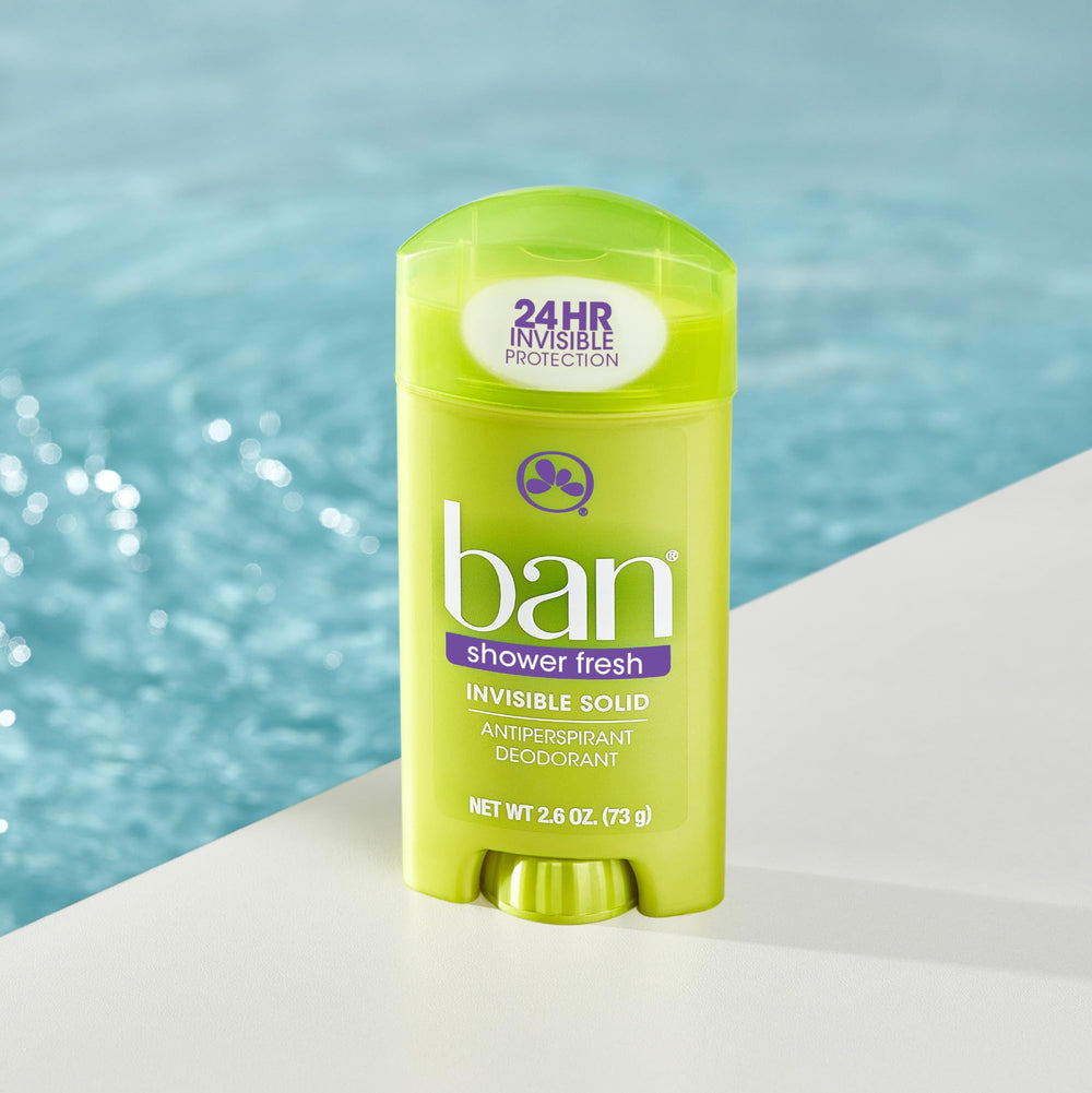 Ban Invisible Solid 24-hour protection label emphasizes all-day freshness.