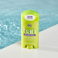 Ban Invisible Solid 24-hour protection label emphasizes all-day freshness.
