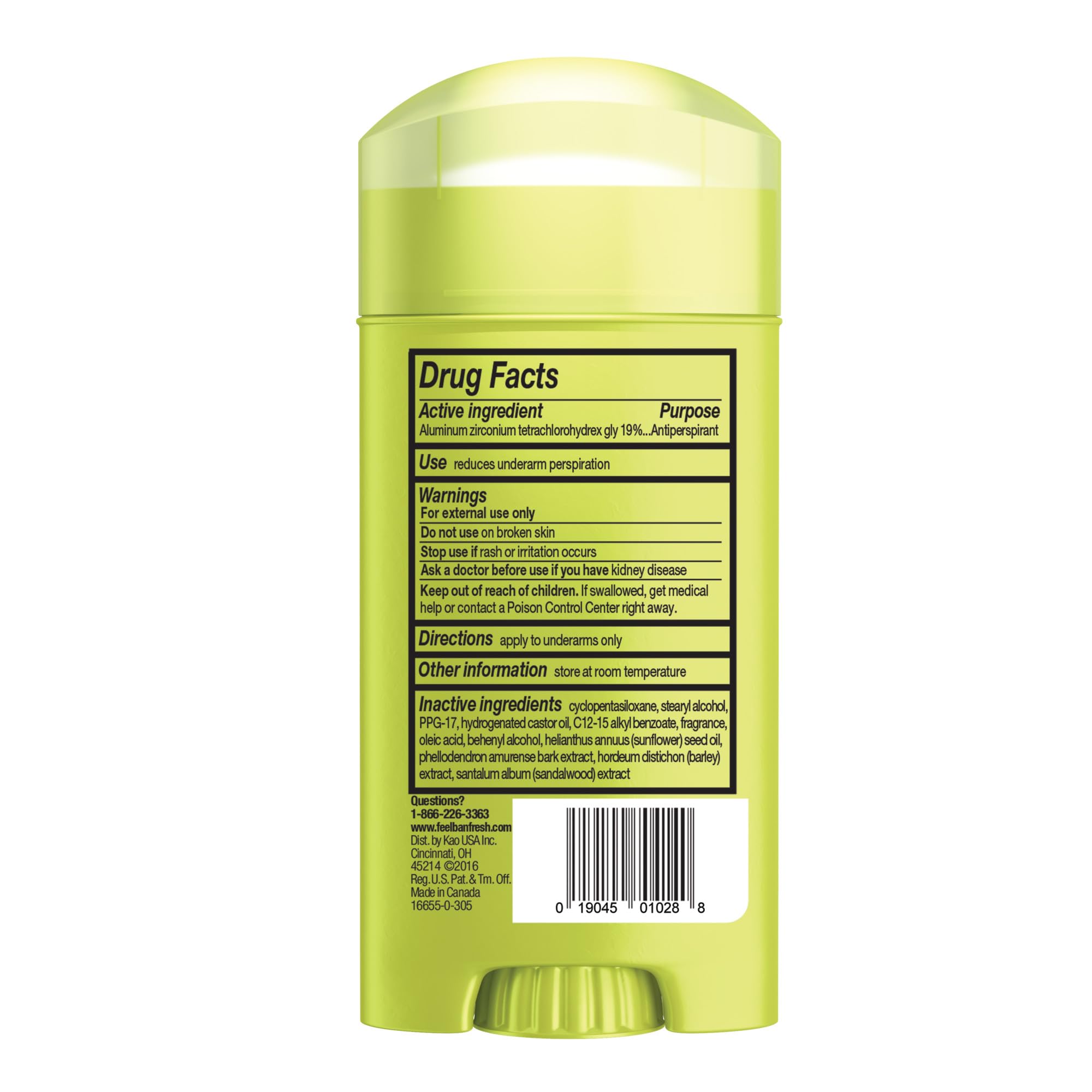 Ban Invisible Solid Shower Fresh scent note highlights apple and lily.