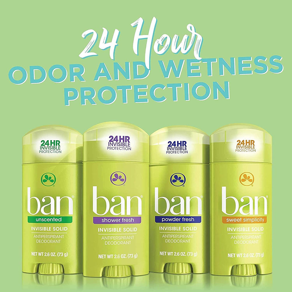 Ban Invisible Solid Unscented stick being applied for smooth coverage