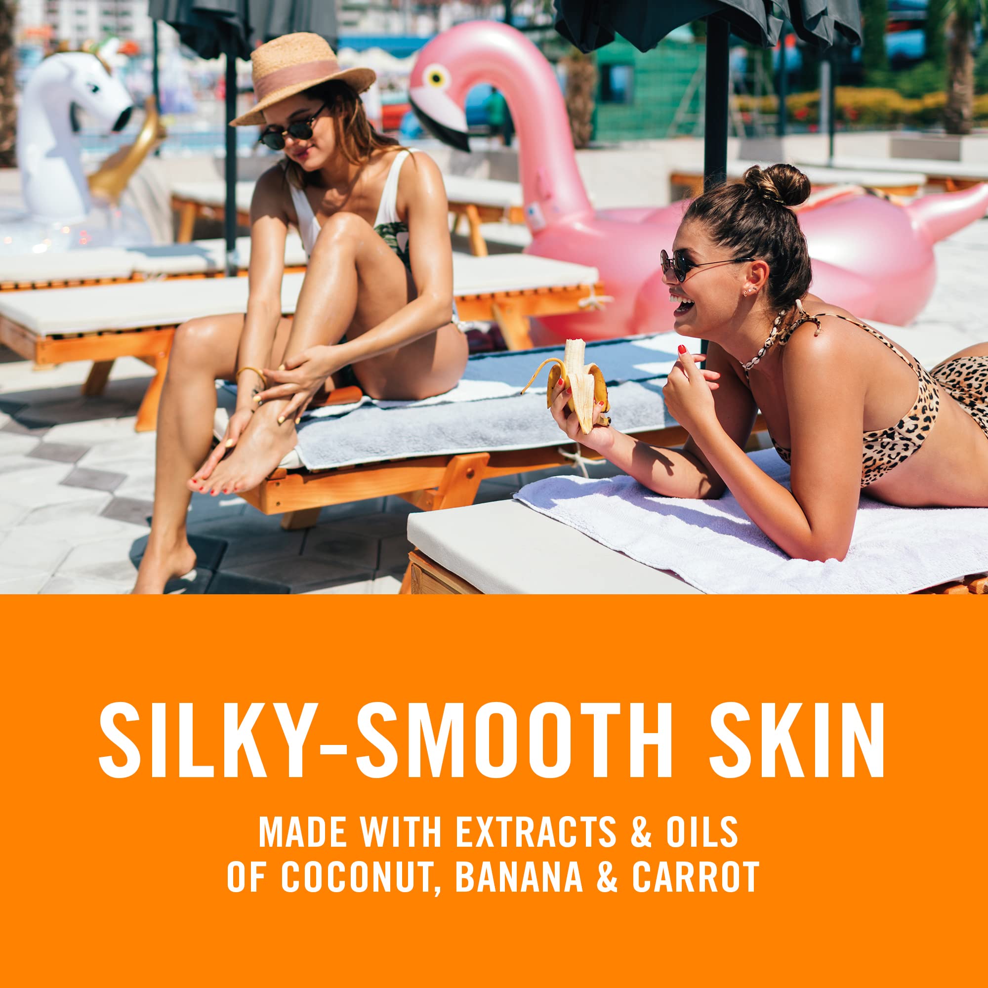 Banana Boat SPF 4 twin-pack provides two 8 oz bottles for extended use.