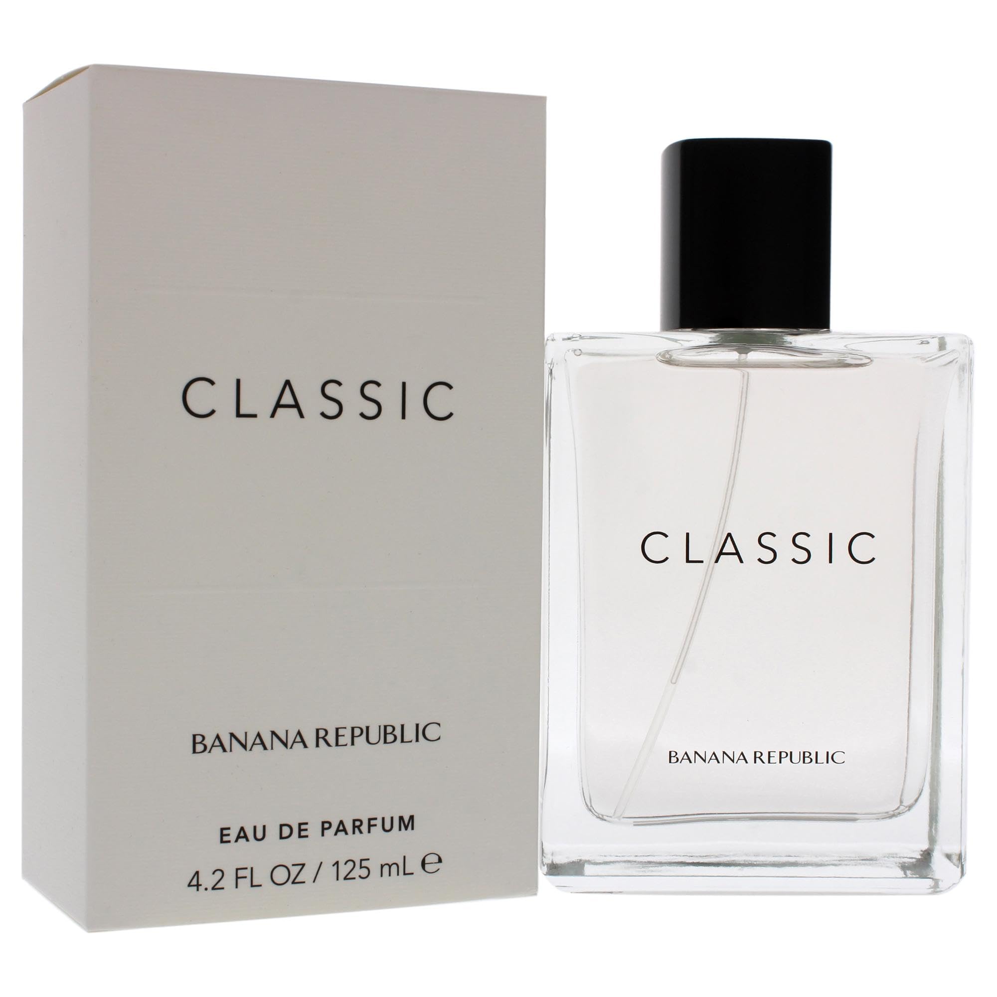 Banana Republic Classic bottle close-up cap view emphasizes clean, minimalist aesthetic.