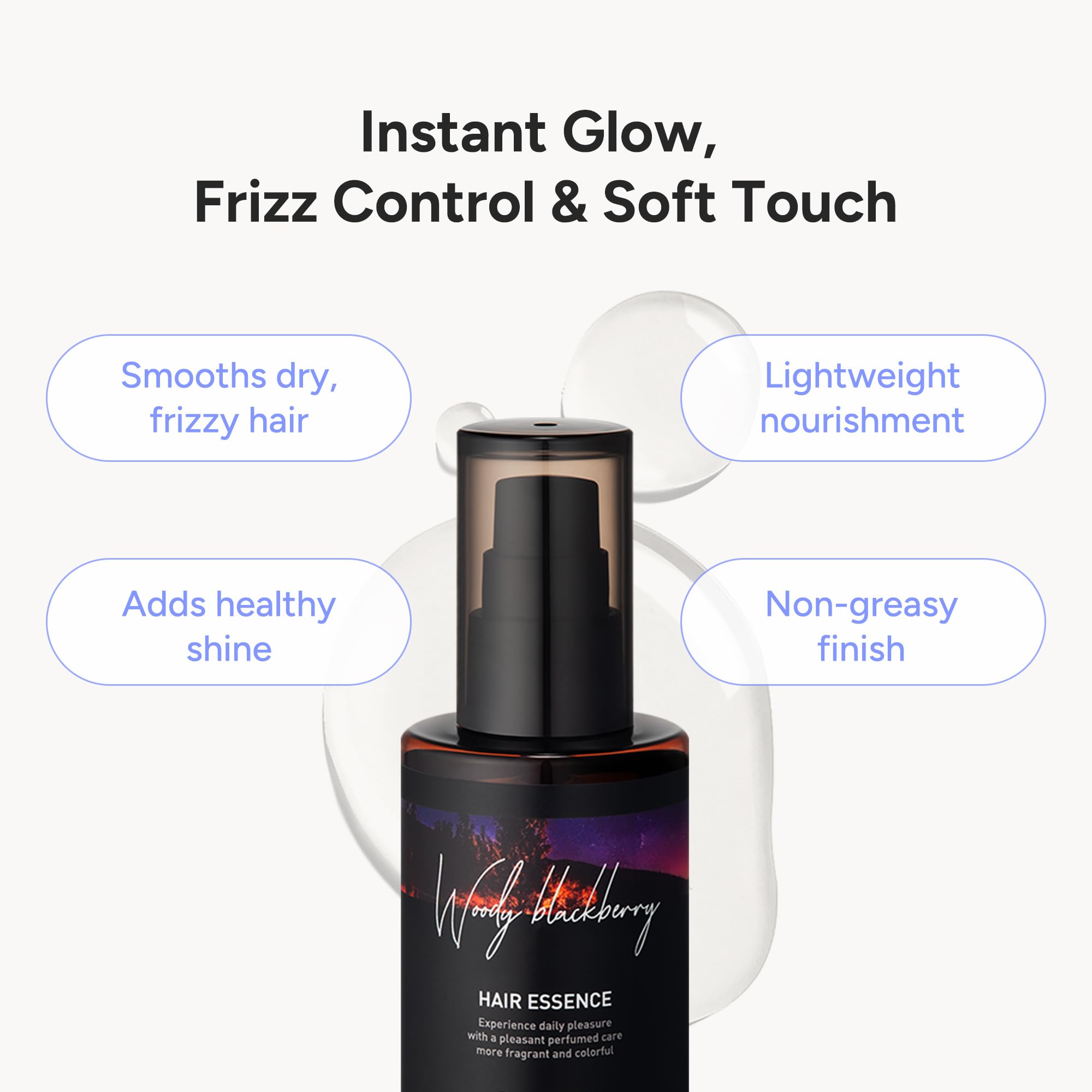 BANANAL frizz-control flyaways image illustrates smoother hairstyle with reduced daytime frizz.