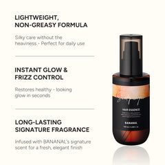 Bananal glass hair shine finish image showing glossy, frizz-controlled strands.