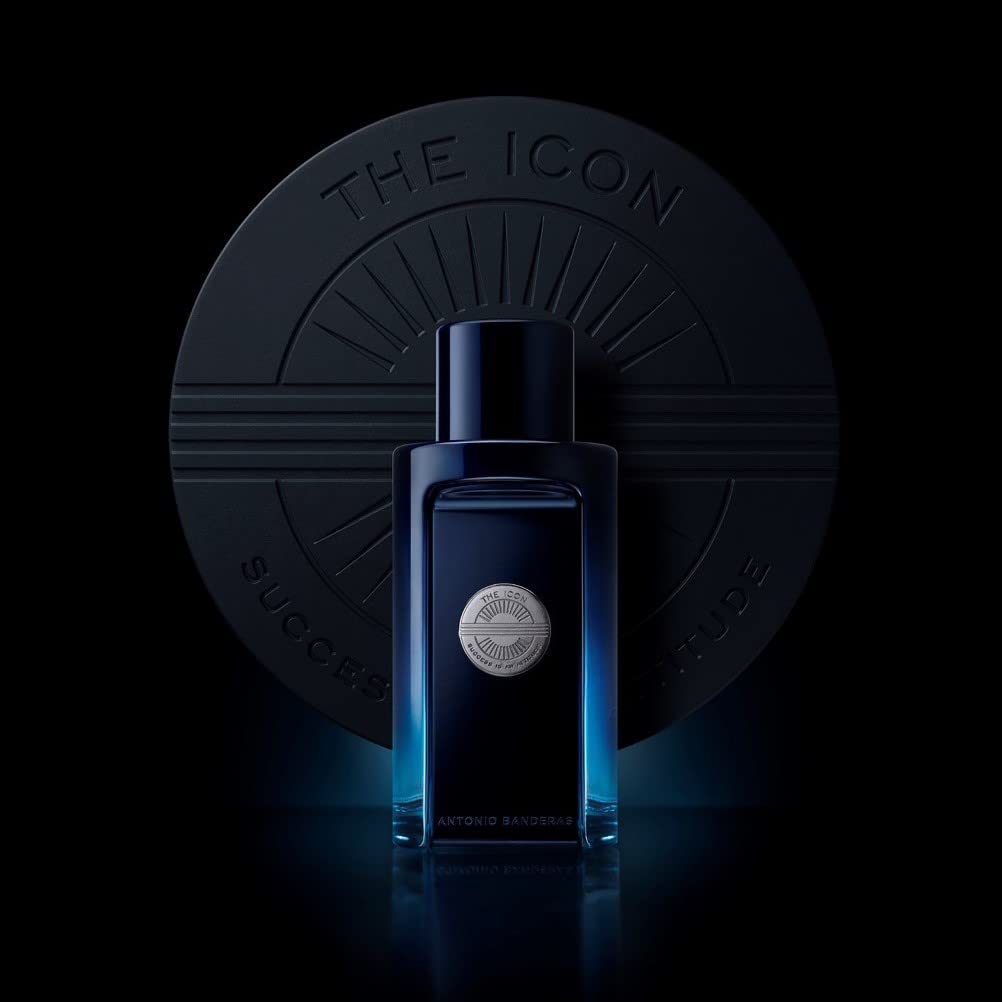 Banderas Antonio Perfumes The Icon base notes shot highlights woody amber character.