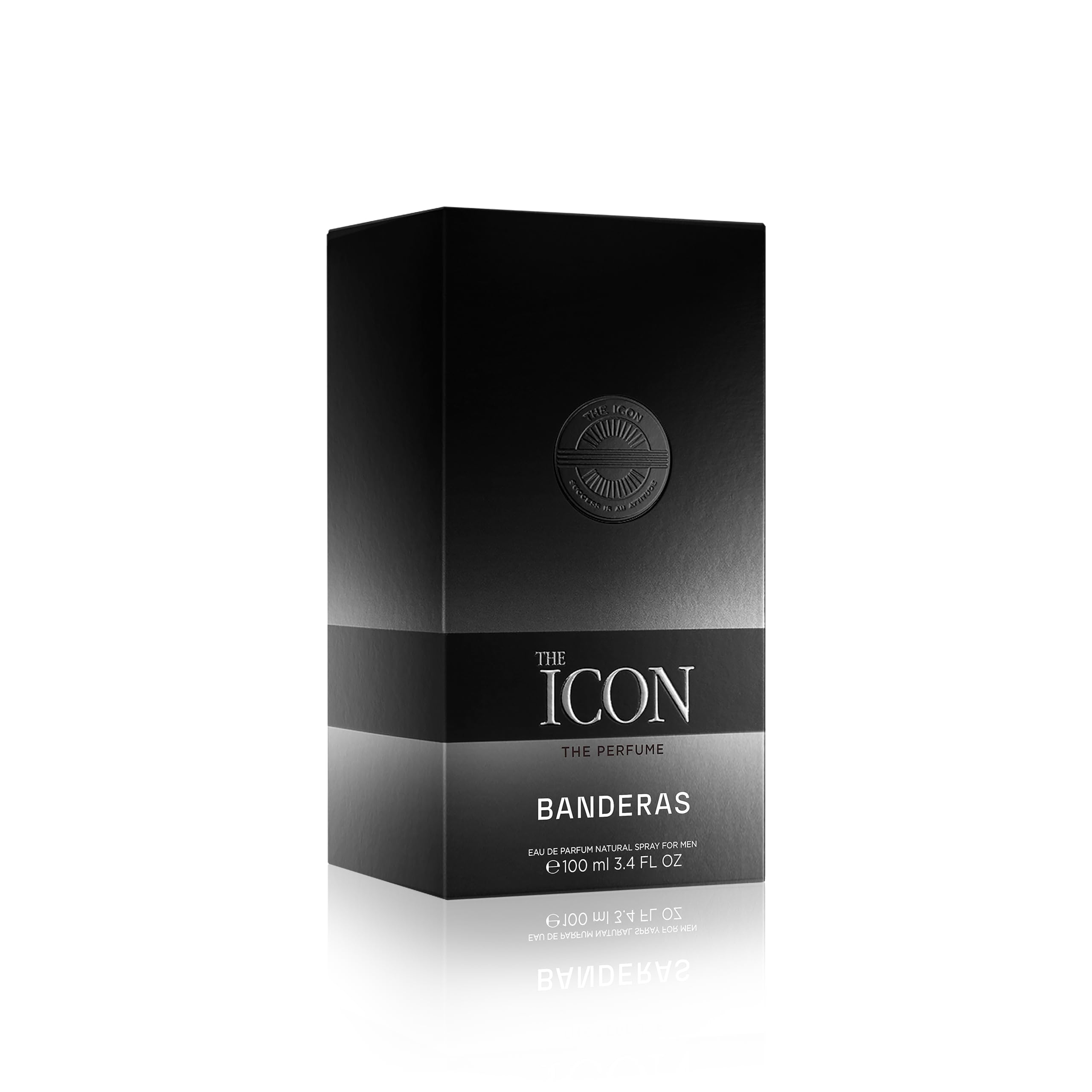 Banderas The Icon bottle on wrist scene suggests subtle, office-friendly scent use.