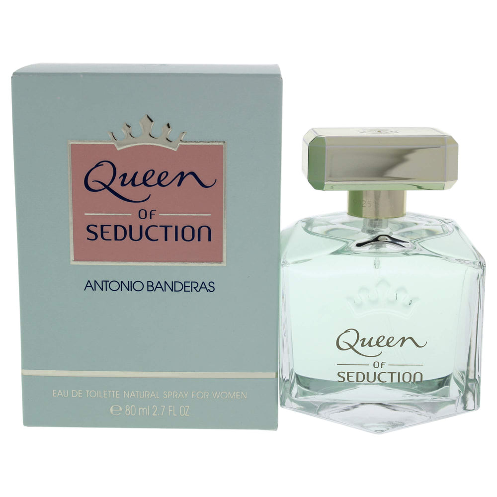 Antonio Banderas Queen of Seduction bottle for evening floral allure.