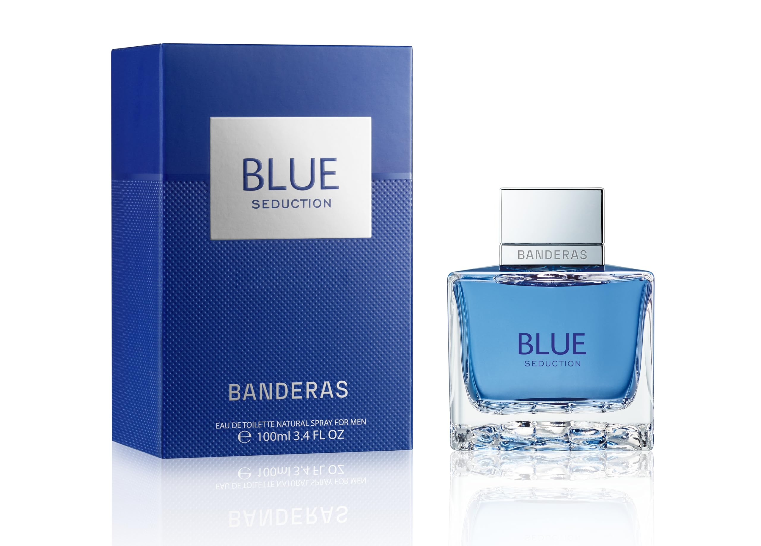 Seducción Azul de Banderas, aplicación en puntos de pulso para sensación fresca.