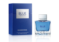Seducción Azul de Banderas, aplicación en puntos de pulso para sensación fresca.