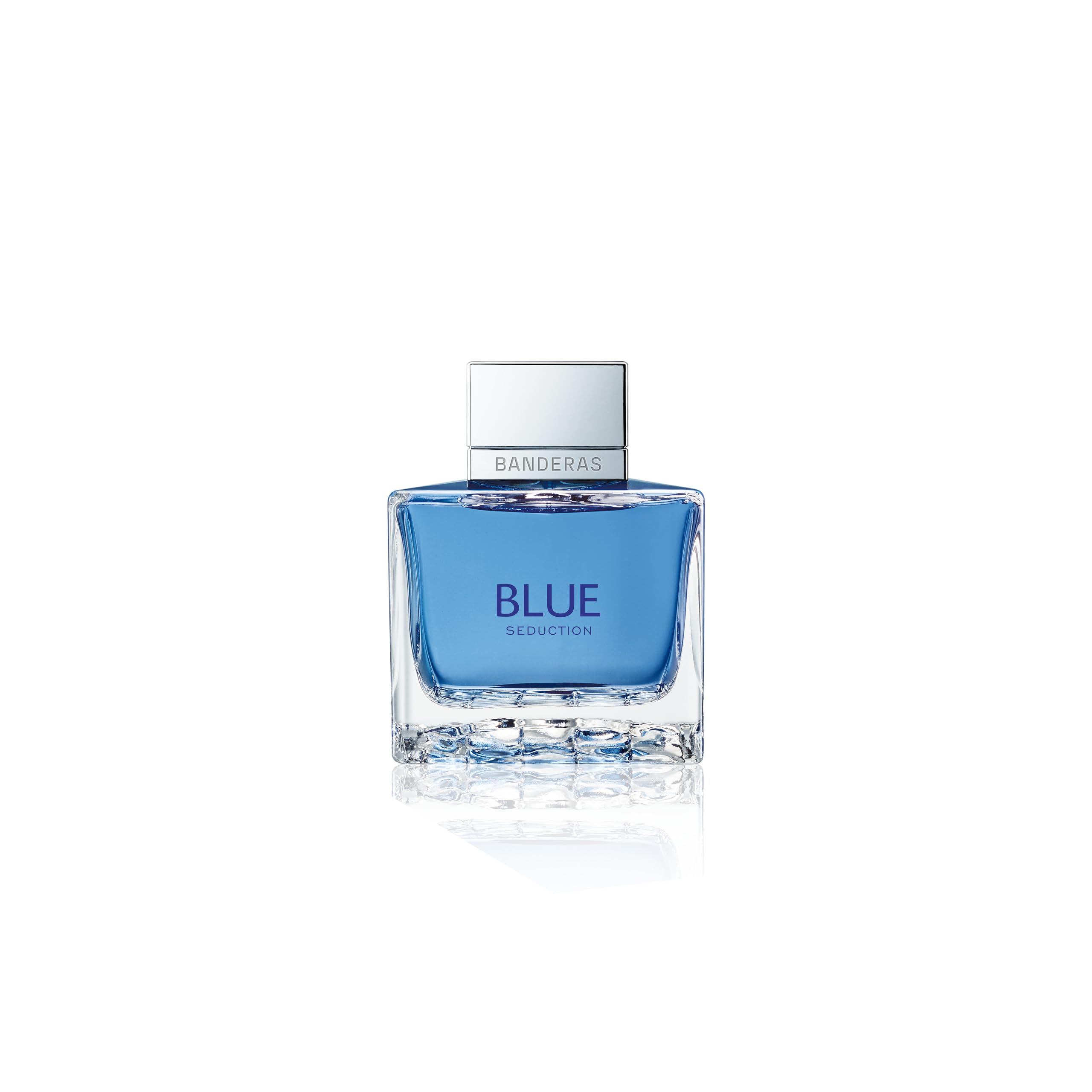 Seducción Azul de Banderas, botella frontal, perfume fresco para uso diario.