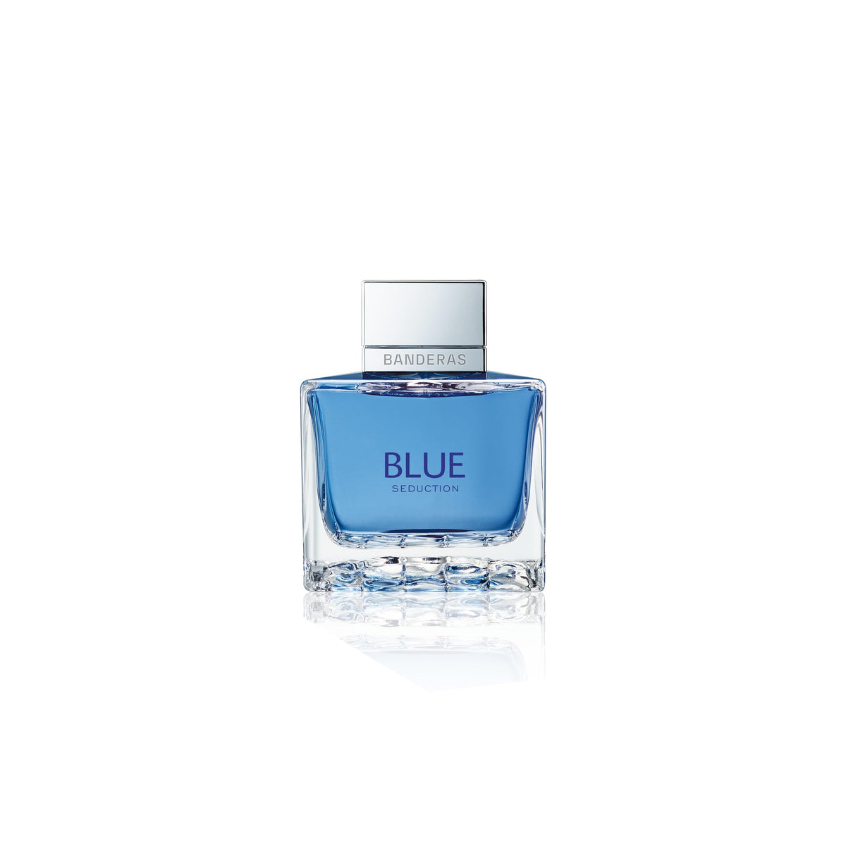 Seducción Azul de Banderas, botella frontal, perfume fresco para uso diario.
