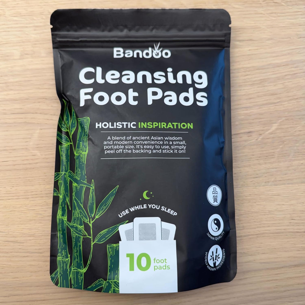 Bandoo Foot Pads Nightly Care routine illustrates relaxing self-care ritual.