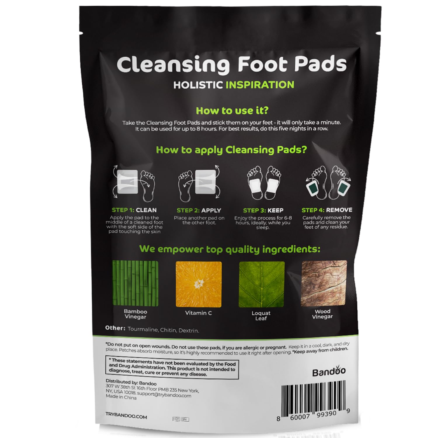 Close-up of Bandoo Foot Pads Original Rana showing texture and herbal blend.