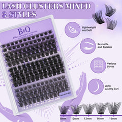 B&Qaugen lash clusters kit lengths: varied sizes for custom looks 8-18mm