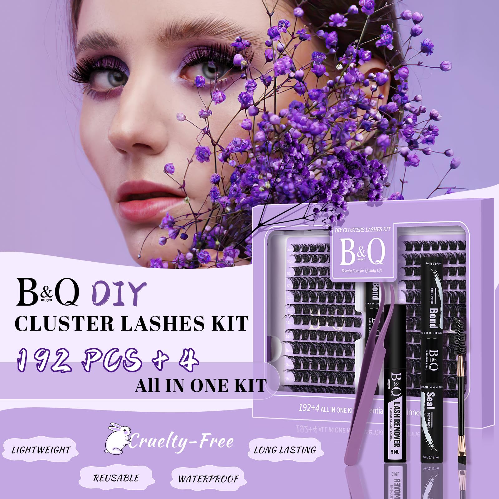 B&Qaugen lashes clusters closeup shows lightweight, natural-looking fullness.