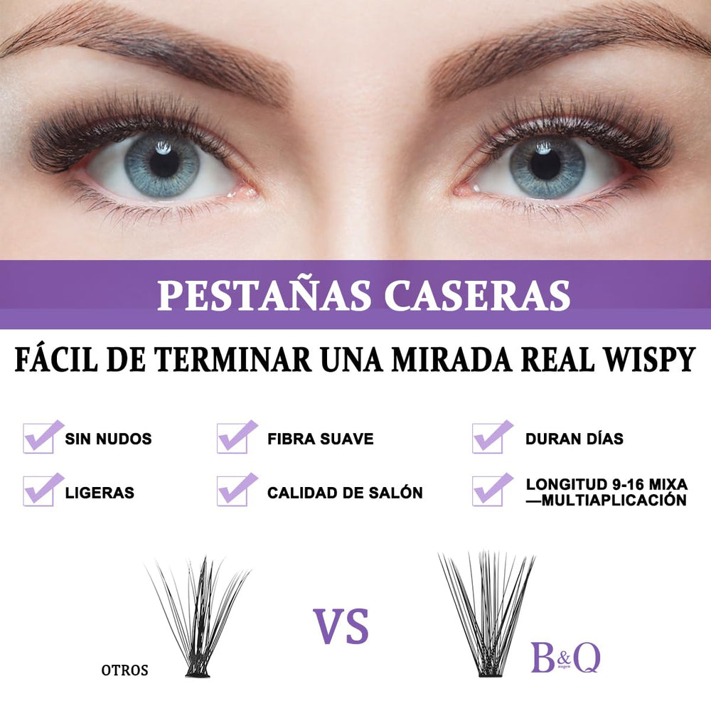 BandQaugen pestanas cluster con diferentes tamaños 30D y 40D para variación.