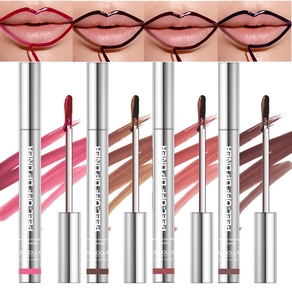 Bangfeng 4Pcs Peel Off Lip Liner Set pack shows bold, long-lasting color.