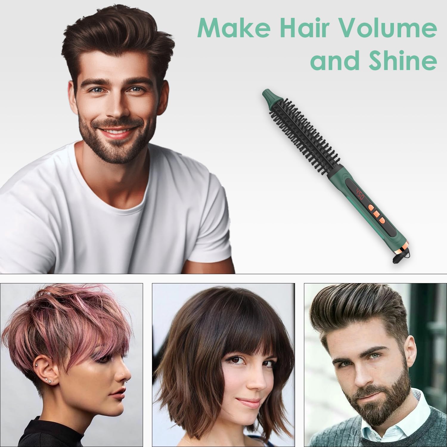 Bangmeng Mini Thermal Round Brush LED display showing temperature control.