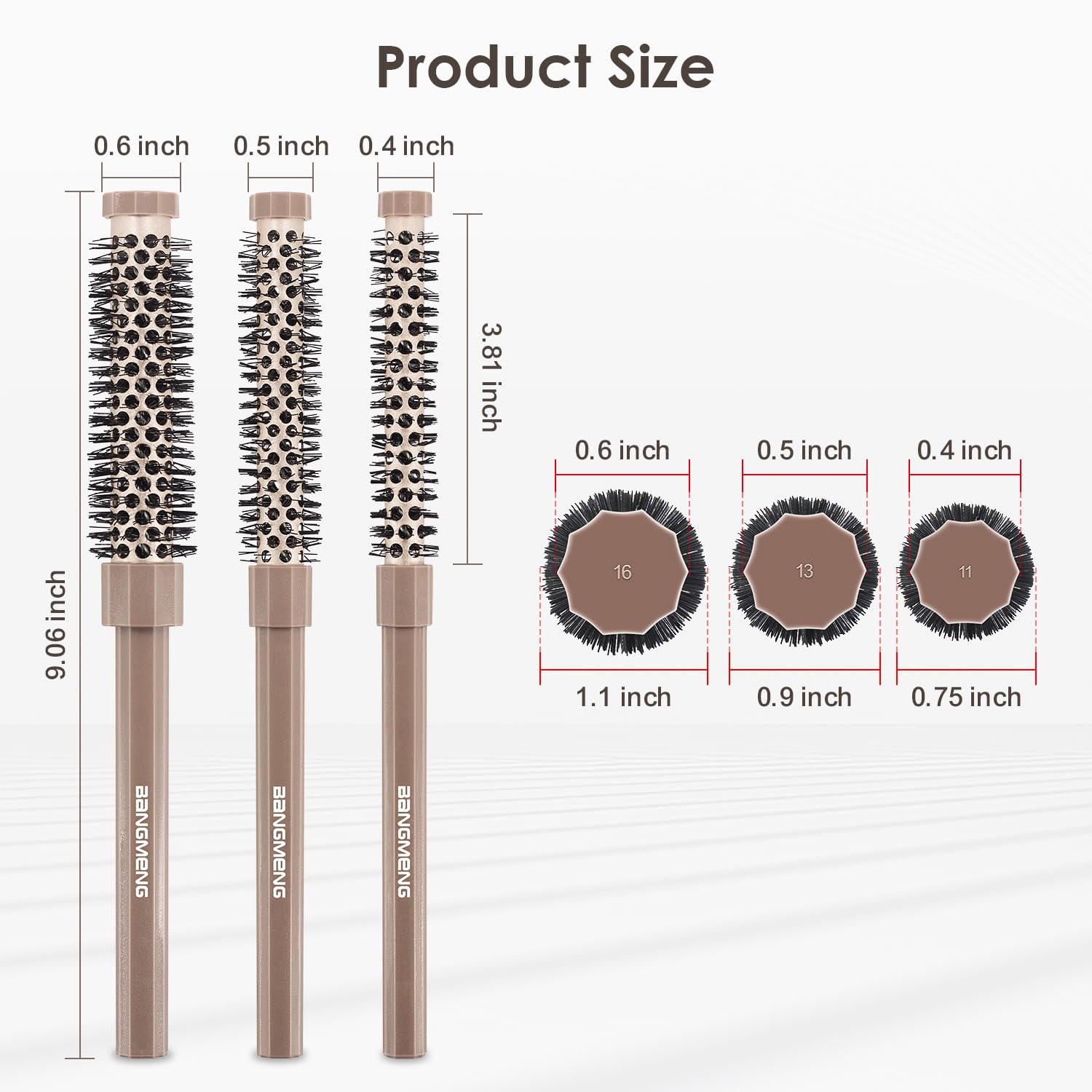BANGMENG round brush 0-4inch ideal for precision bangs and short hair