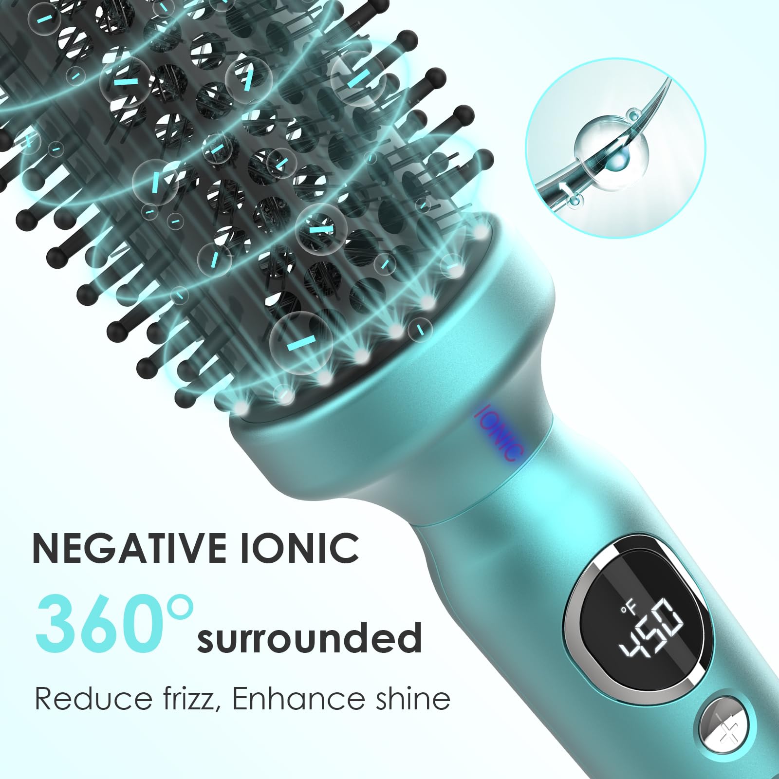 BANGMENG ionic tourmaline ceramic barrel close-up shows frizz control.