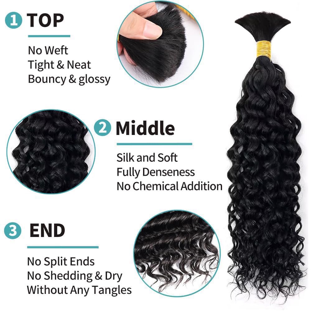 Bangxunk water-wave bulk braiding hair no-weft closeup highlights smooth texture for easy braiding.