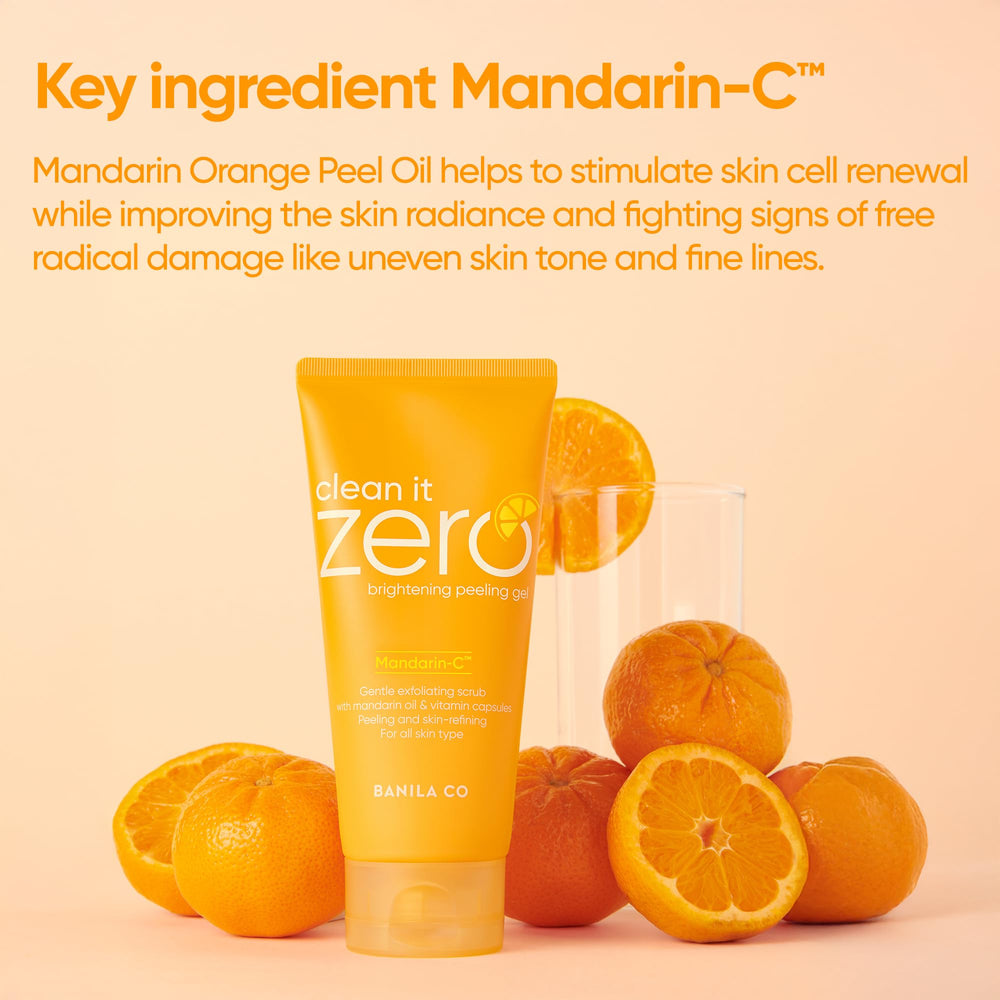Banila Co Clean it Zero Brightening Peeling Gel application scene shows gentle massaging action