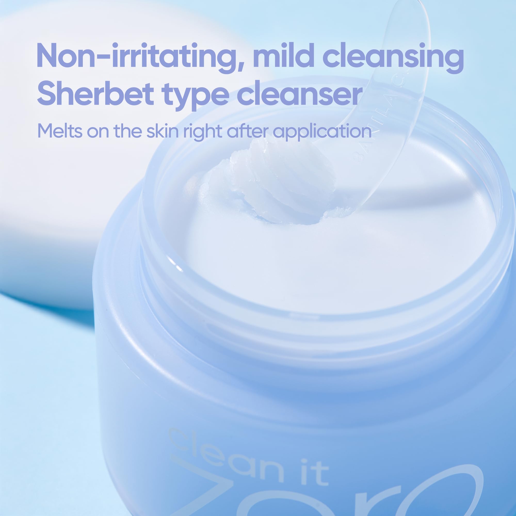 BANILA CO Clean It Zero vegan formula badge on packaging highlights cruelty-free care.
