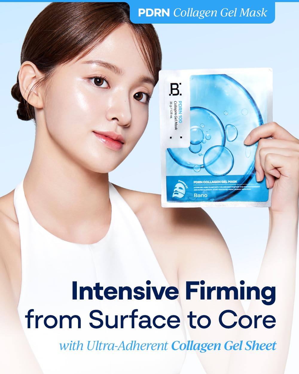 Bano PDRN Collagen Gel Mask close-up texture highlights rich gel delivery.