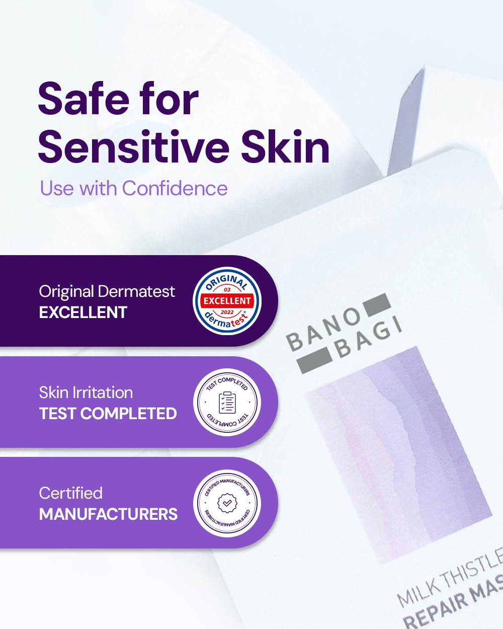 Banobagi Milk Thistle Repair Mask OEKO-TEX sheet feels gentle.