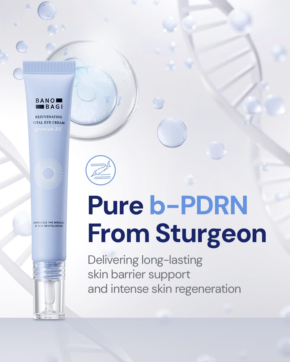 Banobagi PDRN Eye Cream being applied for deep absorption via transfersome tech