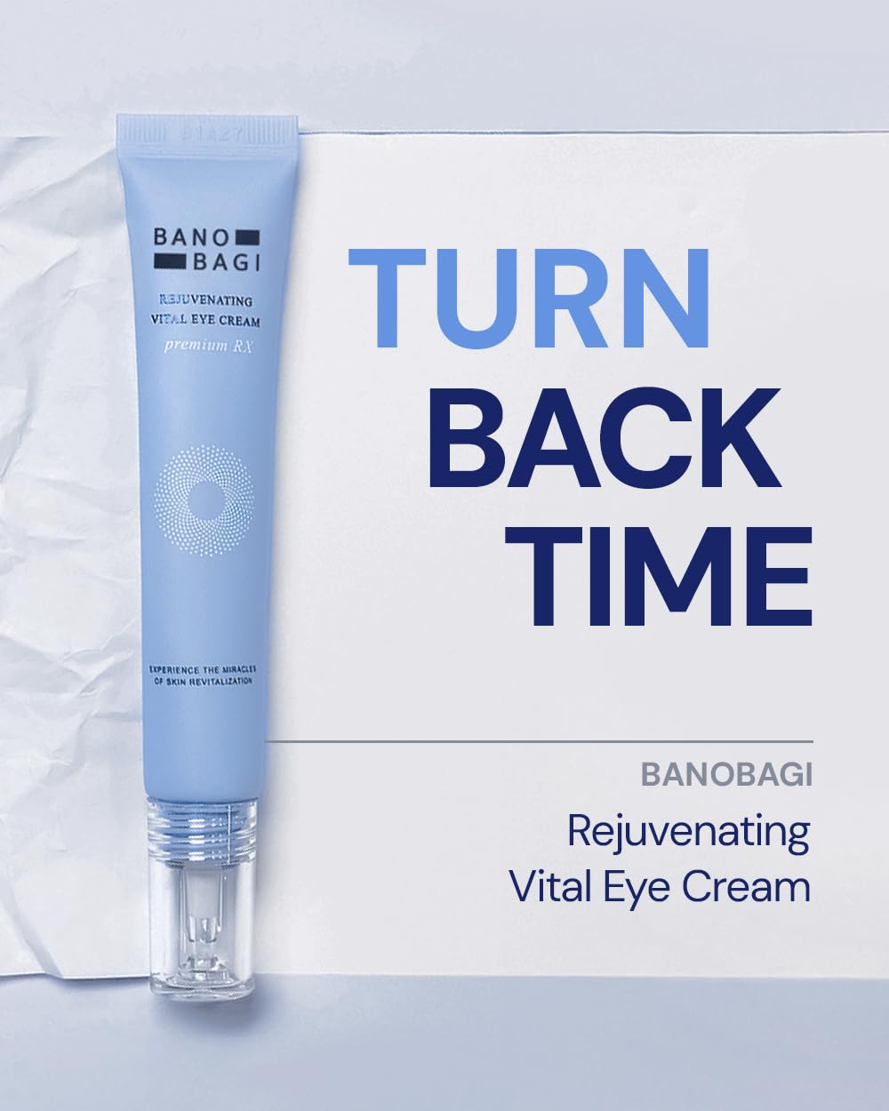 Banobagi PDRN Eye Cream texture swatch emphasizing lightweight, non-greasy finish