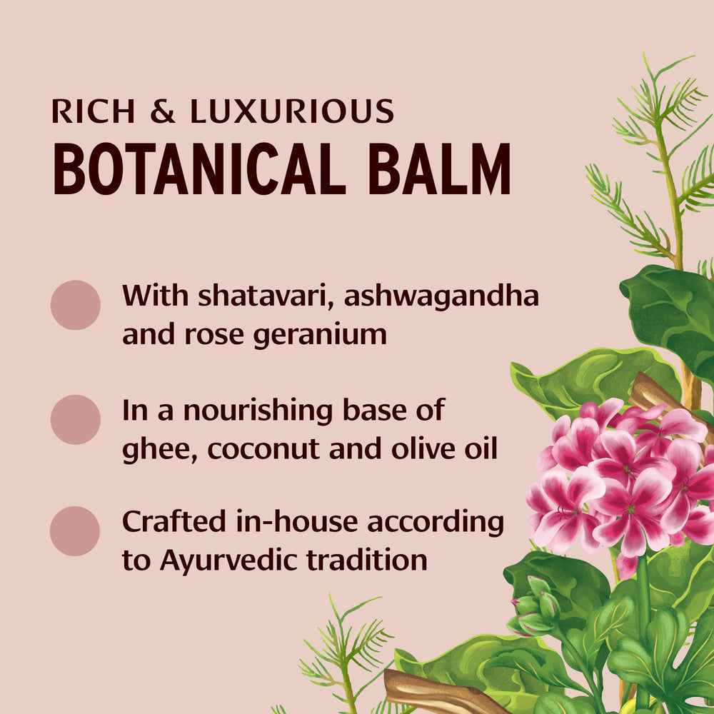 Banyan Botanicals Beauty Balm base ingredients include ghee, coconut oil, olive oil.