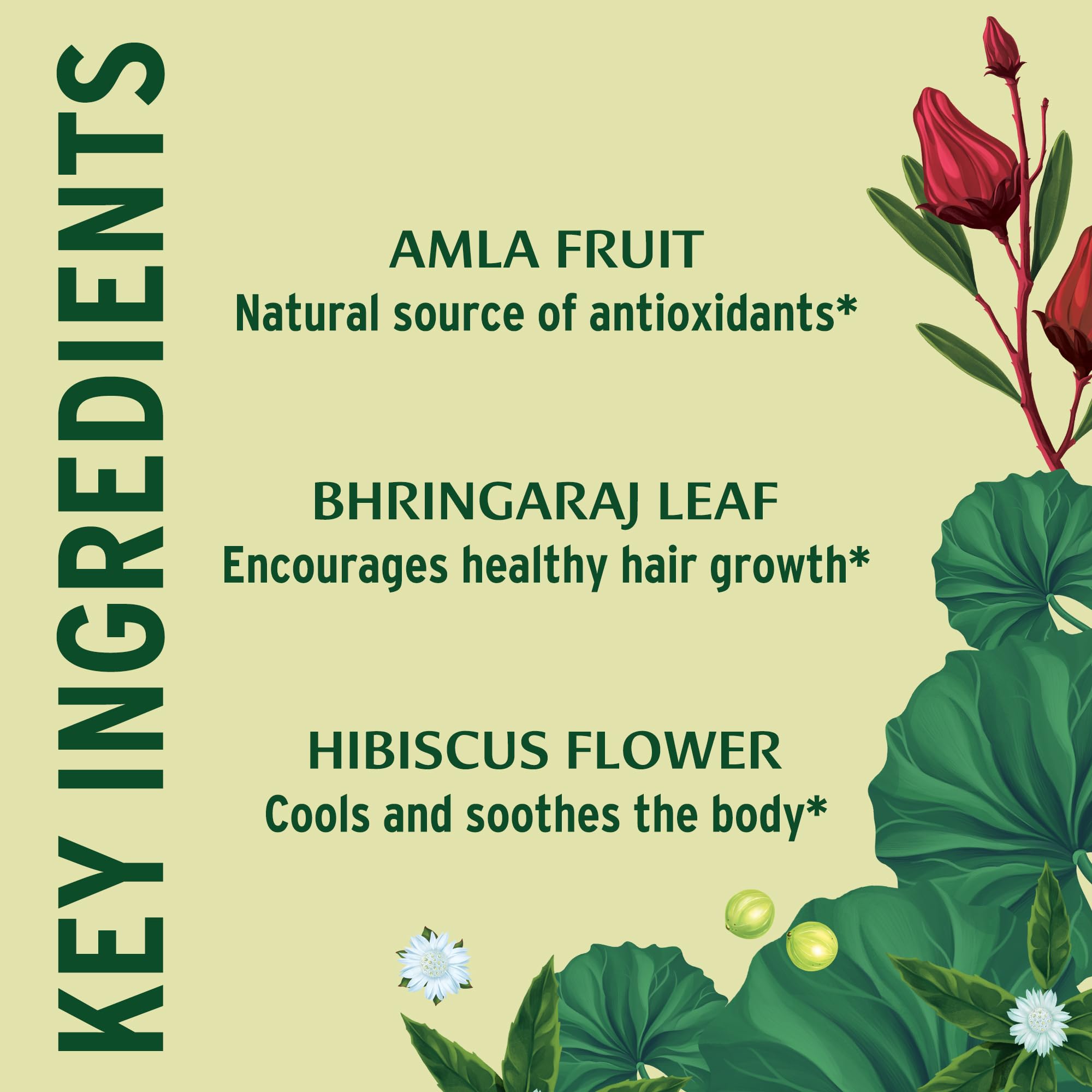 Banyan Botanicals organic herbs label emphasizing traditional hair care blend.