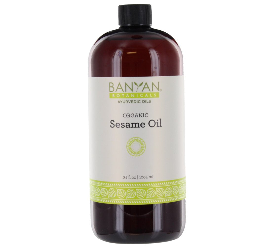 Banyan Botanicals Sesame Oil bottle pour for skin and hair nourishment