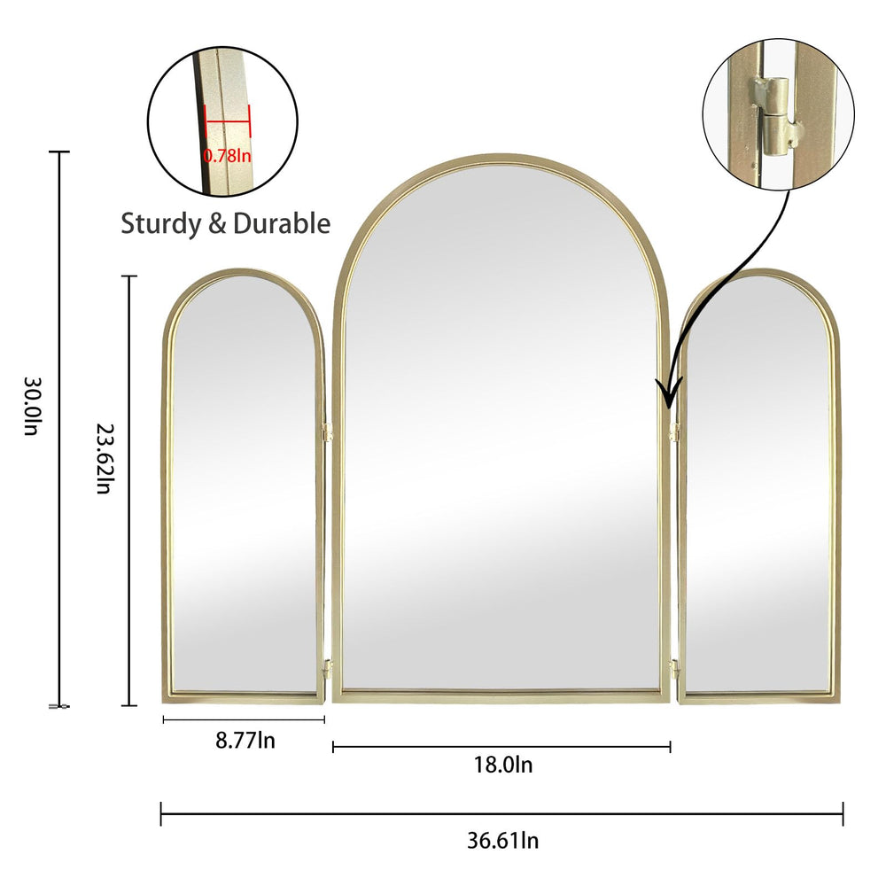 BAODANFU trifold vanity mirror 3-way panel angles support precise styling