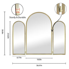 BAODANFU trifold vanity mirror 3-way panel angles support precise styling