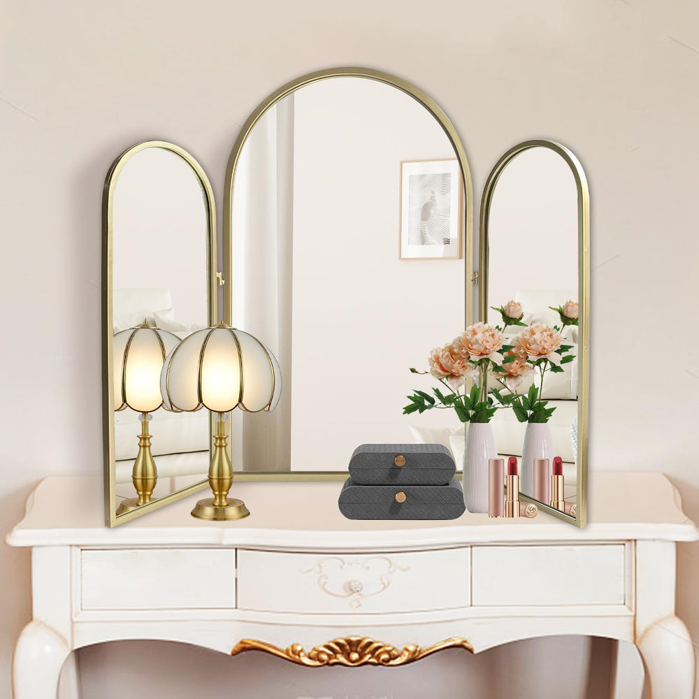 BAODANFU trifold vanity mirror wide view boosts morning makeup routines