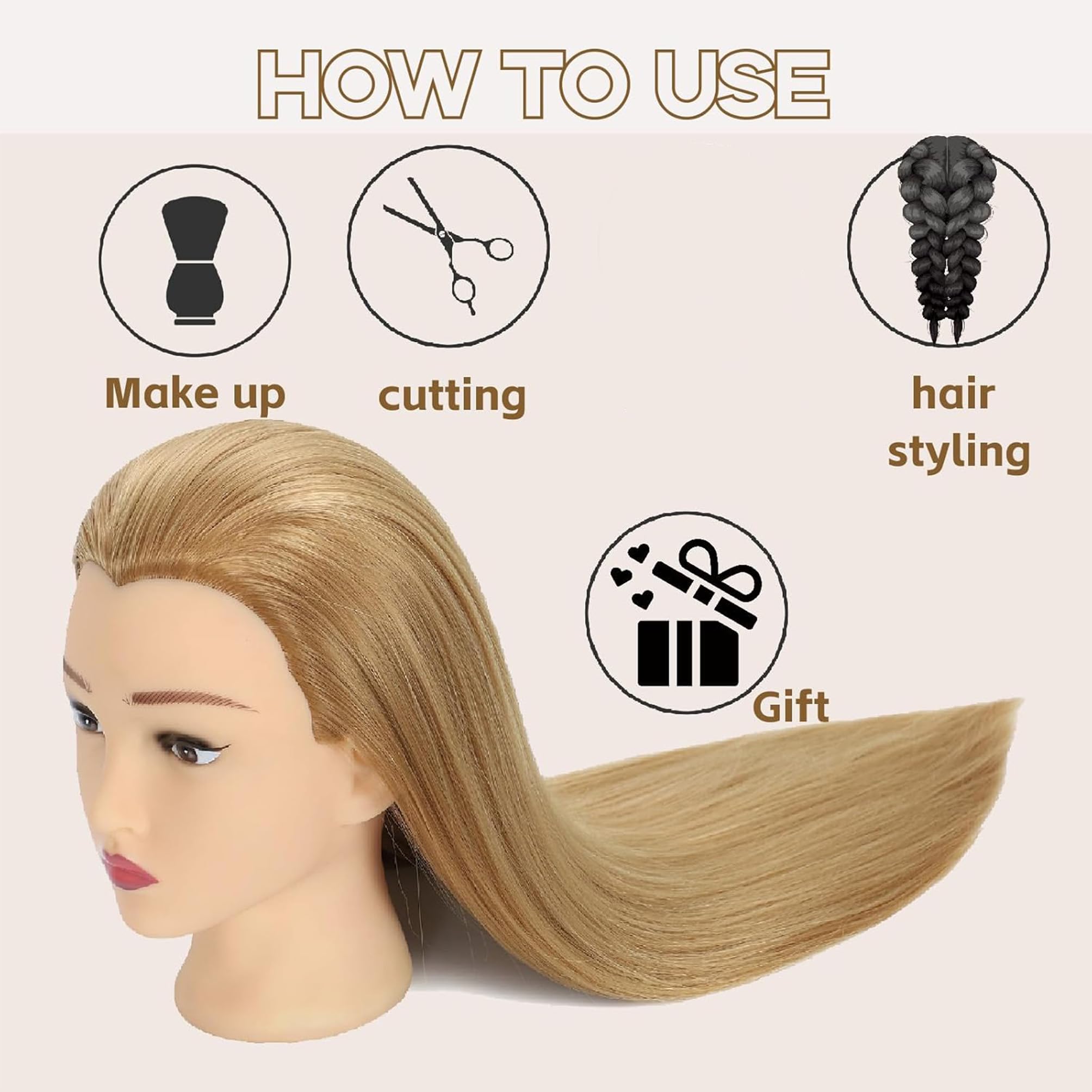 BaodanHair mannequin head length view features long strands ideal for braids and updos