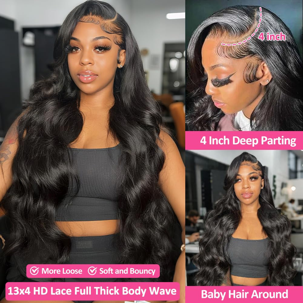 Baoliyer 13x4 HD transparent lace detail shows undetectable parting