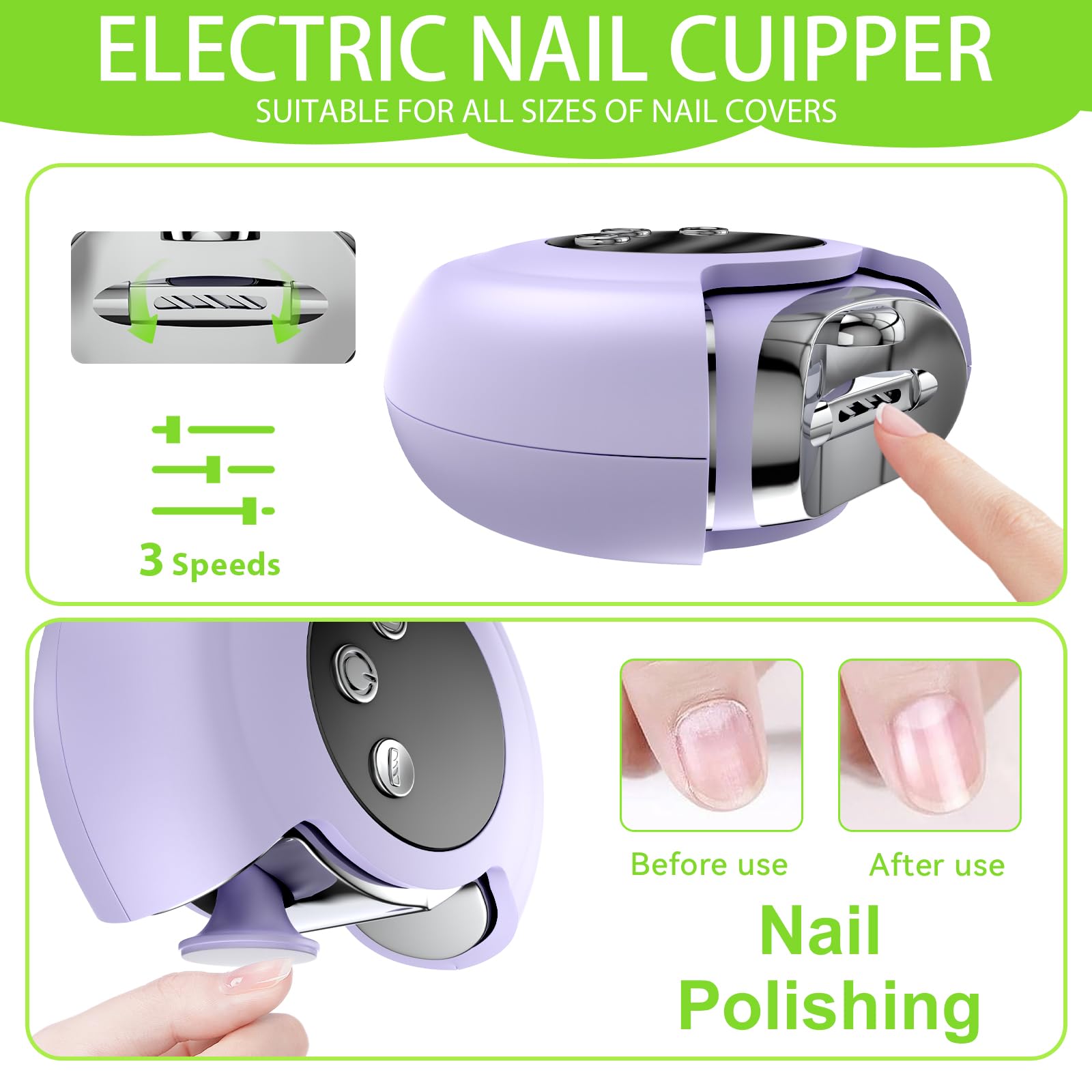 Baopilong recessed grinding head protects nails during filing