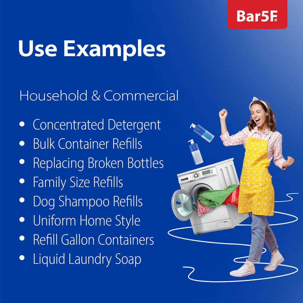 Bar5F pump bottle height dimensions demonstrate compact vanity footprint.