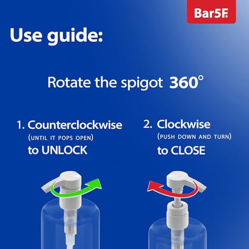 Bar5F pump bottle lock-down pump prevents spills during travel.
